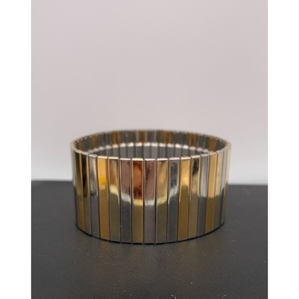 Edforce Stainless Steel Tri Tone Wide Expansion Bracelet